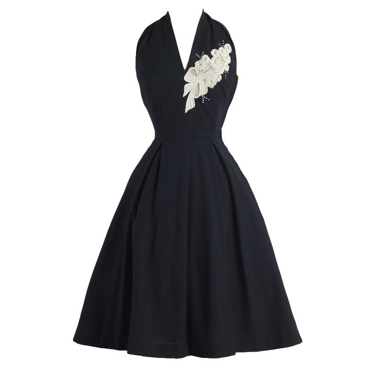 1950s Reich Originals Black Halter Dress