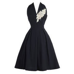 Vintage 1950s Reich Originals Black Halter Dress