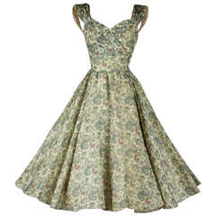 Vintage 1950's Paisley Organza Rhinestone Dress