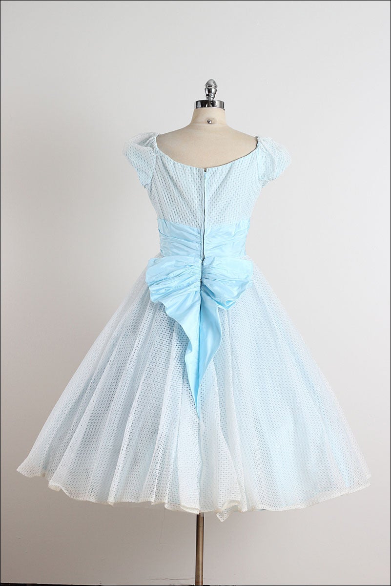 Women's 1950s Harry Keiser Powder Blue Eyelet Cocktail Dress