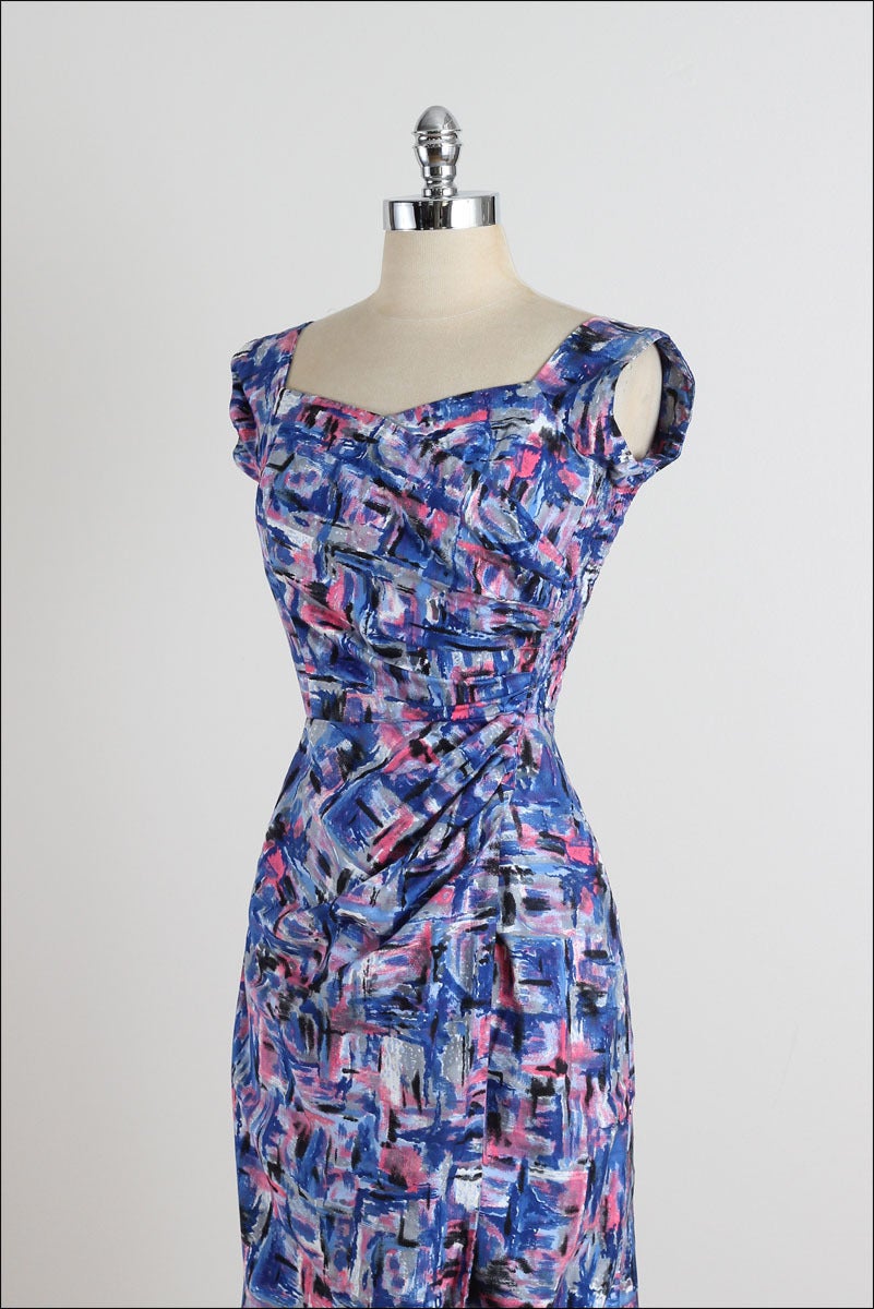 1950s Peggy Wood Abstract Print Sarong Dress at 1stDibs
