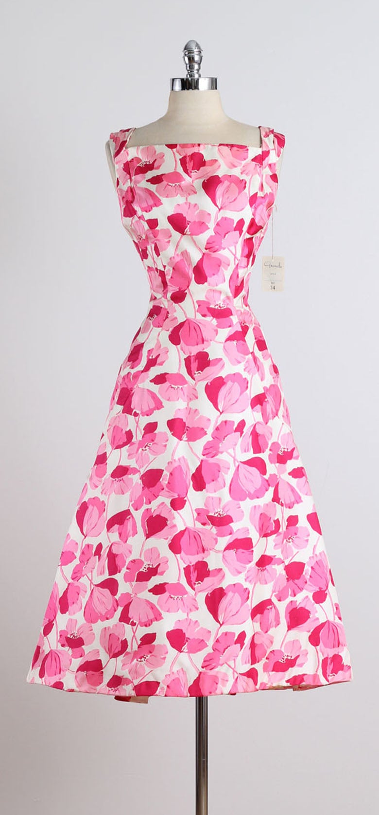 1950s Estevez for Grenelle Poppy Print Dress 6