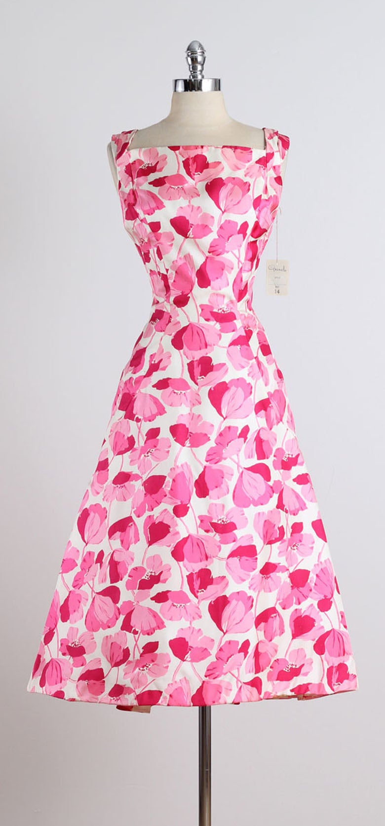 1950s Estevez for Grenelle Poppy Print Dress 6