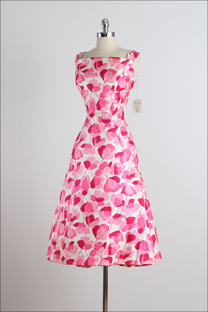 1950s Estevez for Grenelle Poppy Print Dress 2