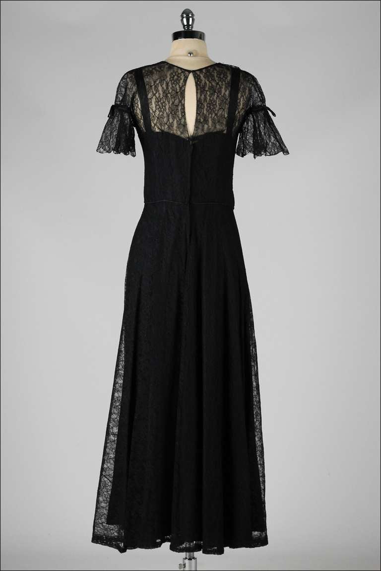 Vintage 1940's Peggy Hunt Chantilly Lace Illusion Dress 3