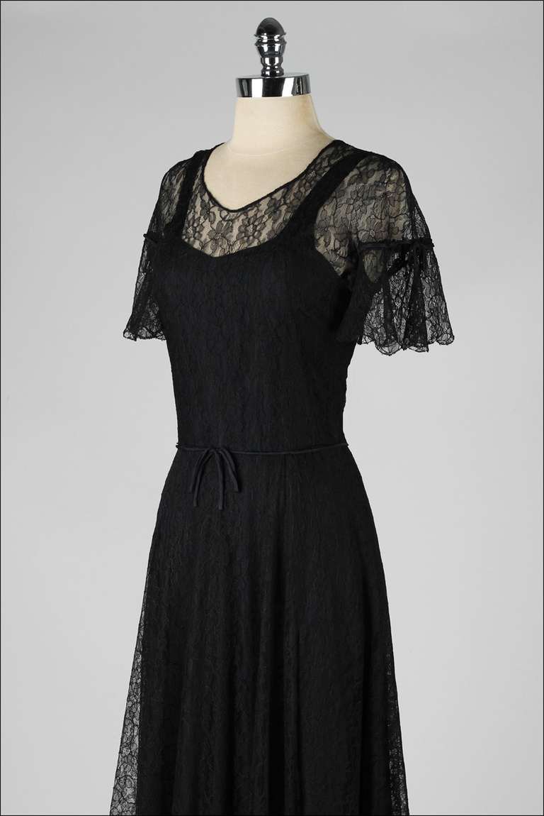 Vintage 1940's Peggy Hunt Chantilly Lace Illusion Dress 1