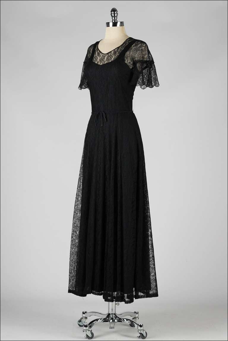 Vintage 1940's Peggy Hunt Chantilly Lace Illusion Dress 2