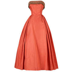 Vintage 1950's Minuet by Mollie Stone Silk Taffeta Dress