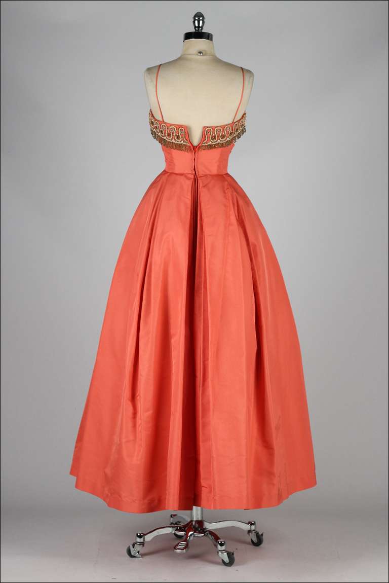 Vintage 1950's Minuet by Mollie Stone Silk Taffeta Dress 3