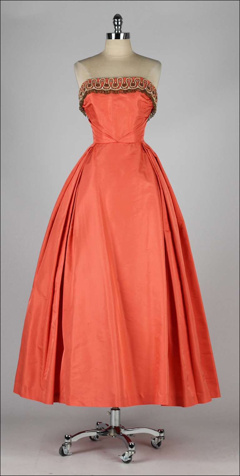 Vintage 1950's Minuet by Mollie Stone Silk Taffeta Dress 5