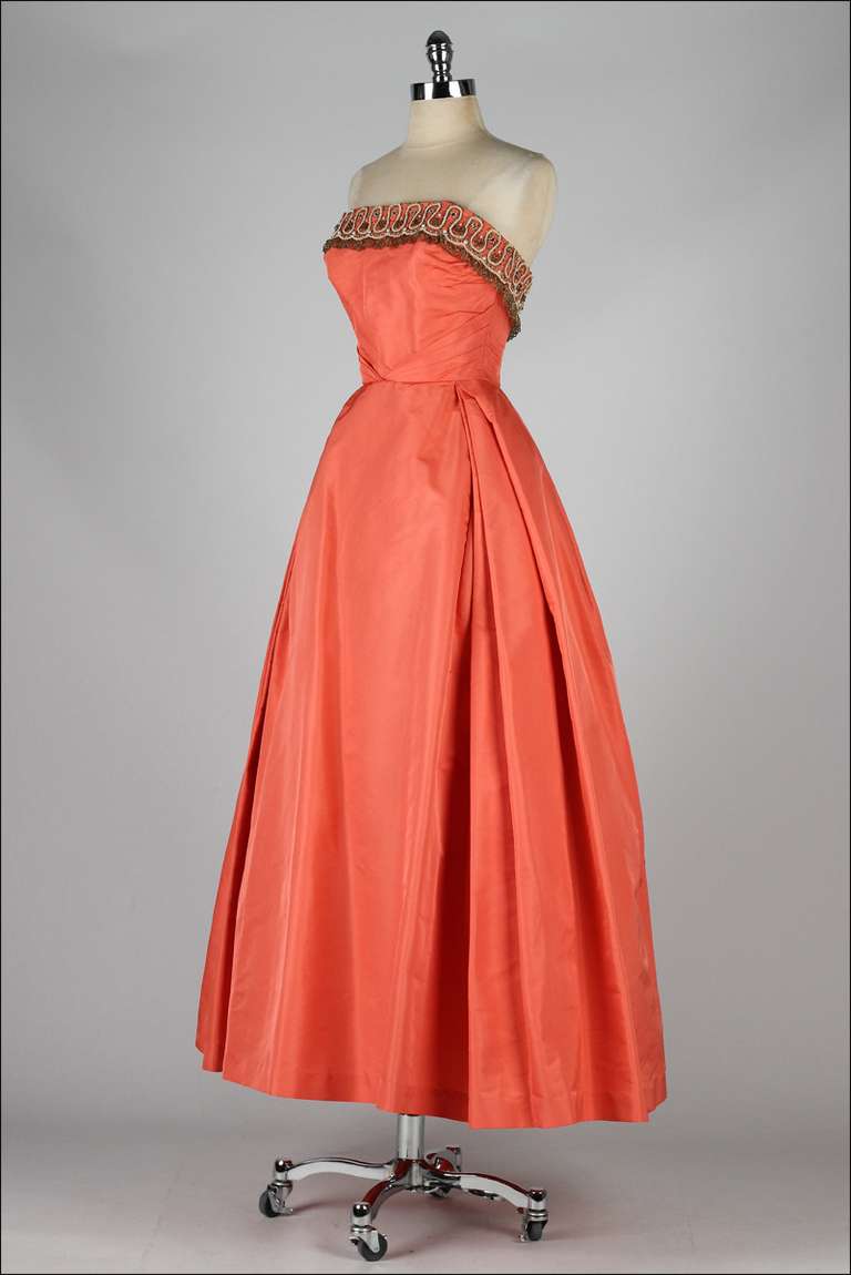 Vintage 1950's Minuet by Mollie Stone Silk Taffeta Dress 2