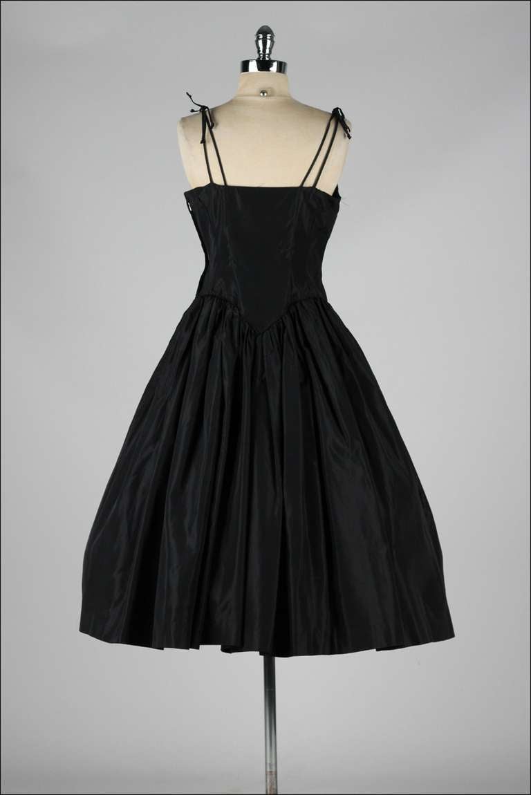 Vintage 1950's Fred Perlberg Black Beaded Sequins Dress 1