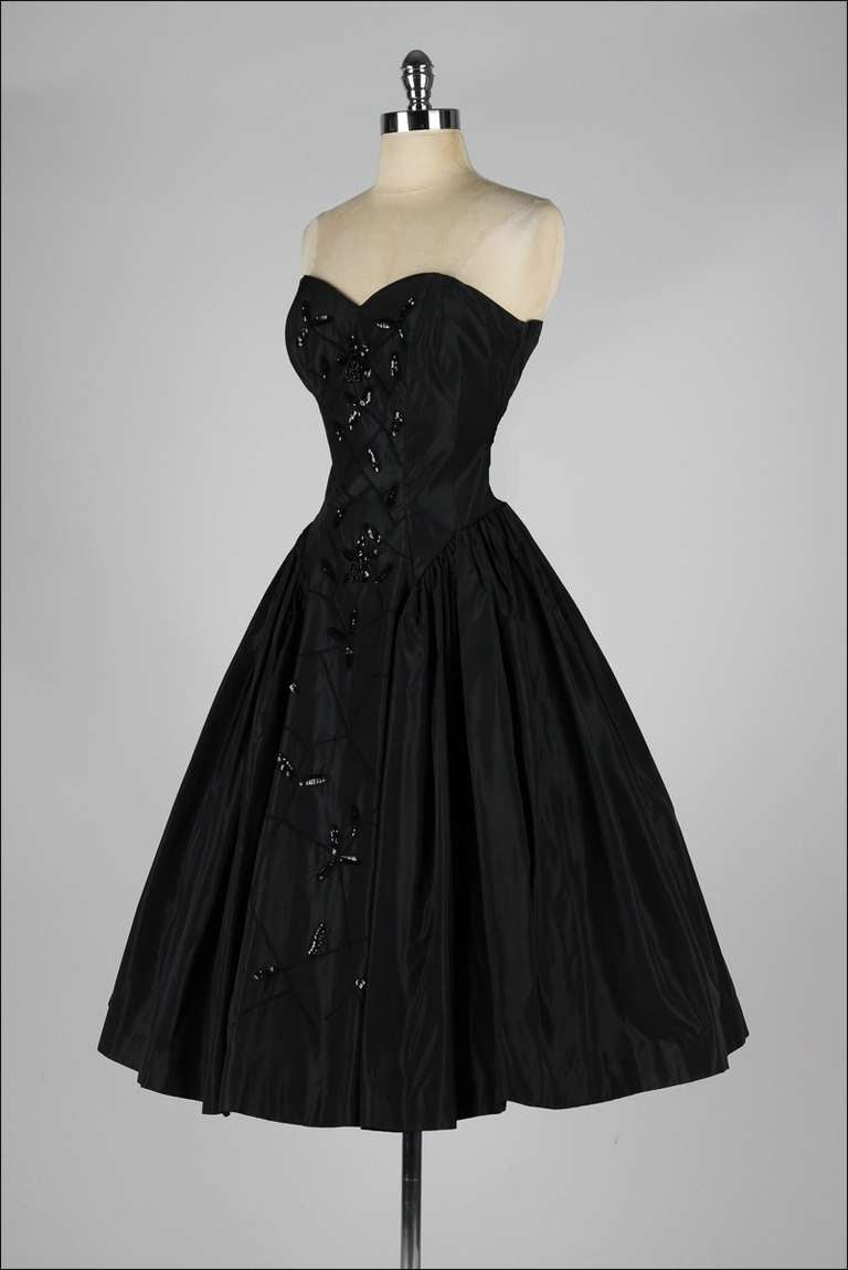 Women's Vintage 1950's Fred Perlberg Black Beaded Sequins Dress