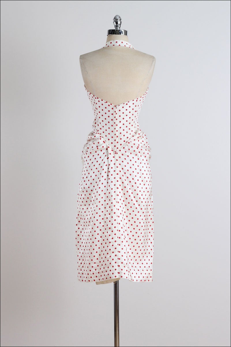 1950s Red White Polka Dots Bombshell Dress 3