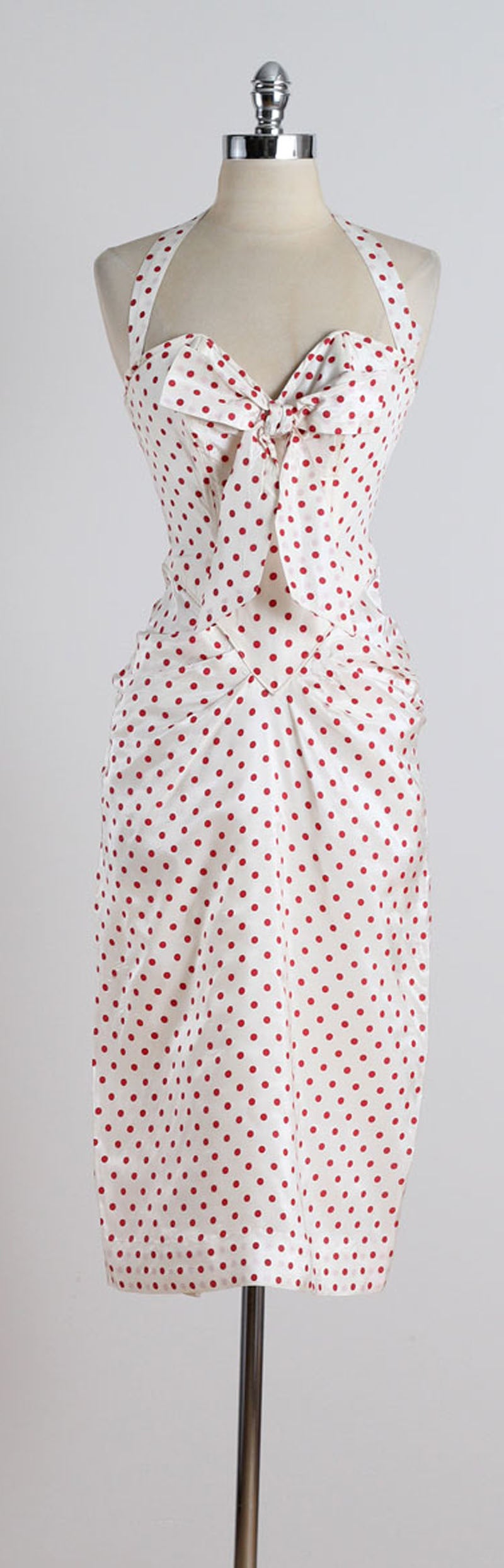 1950s Red White Polka Dots Bombshell Dress 4