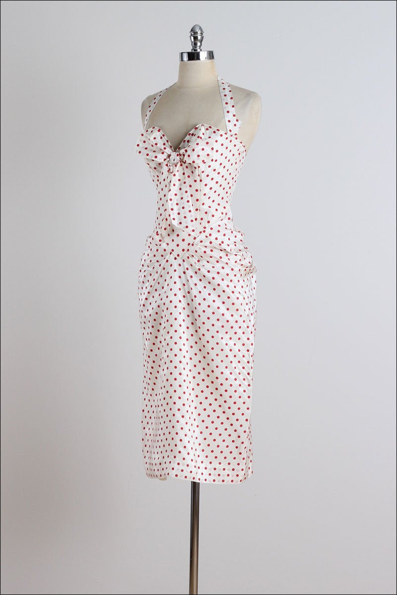 1950s Red White Polka Dots Bombshell Dress 1