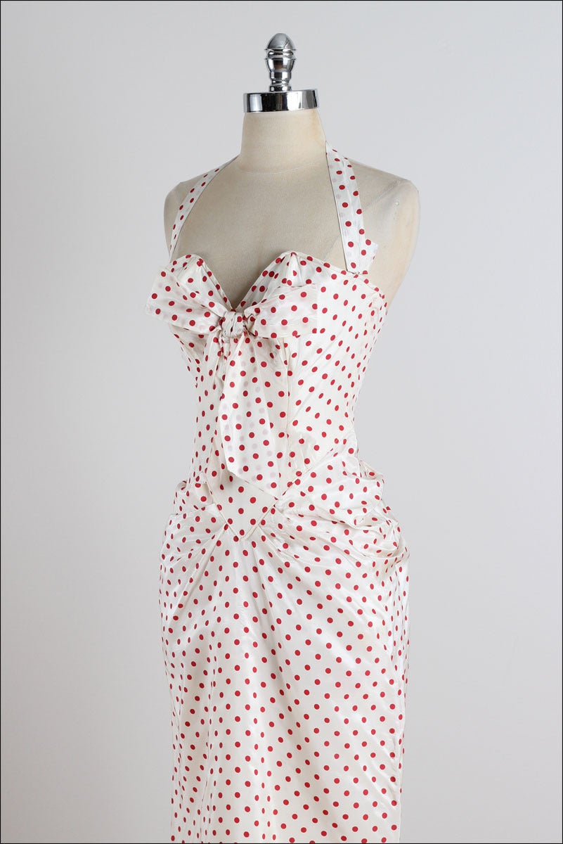 1950s Red White Polka Dots Bombshell Dress 2
