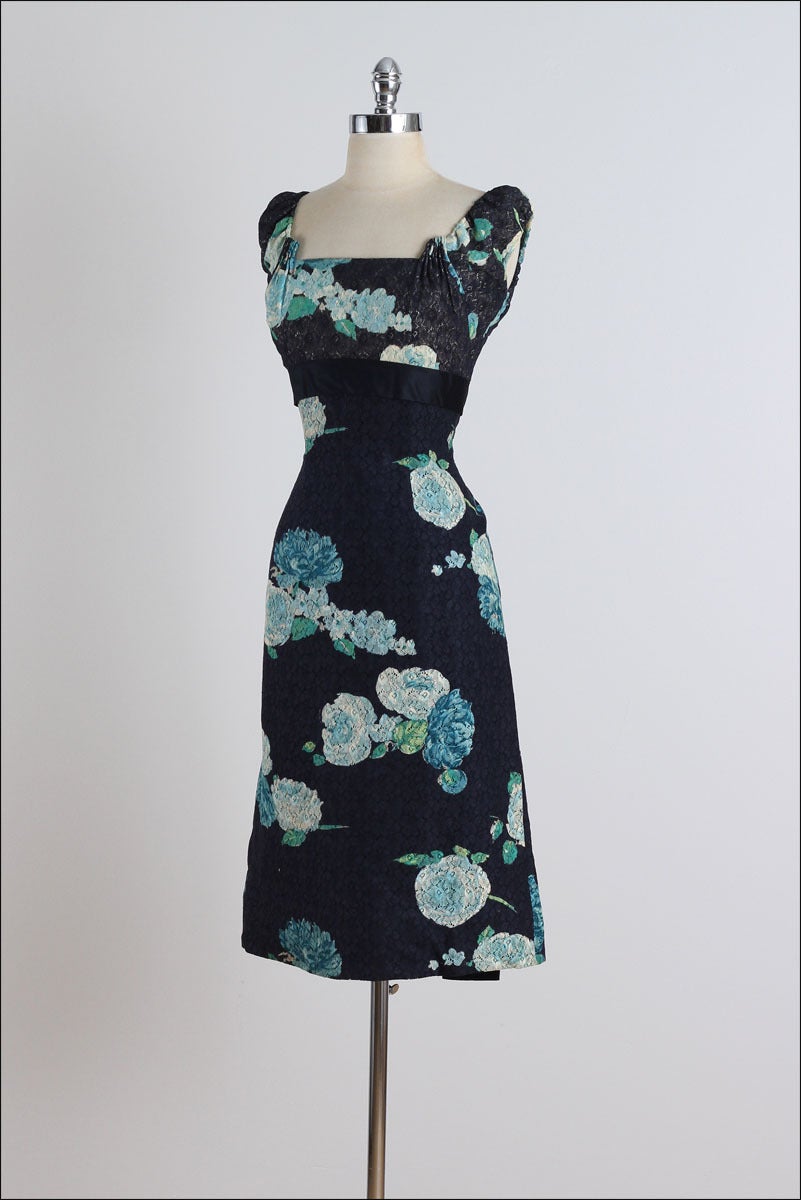 1950s Painted Lace Cocktail Dress 1