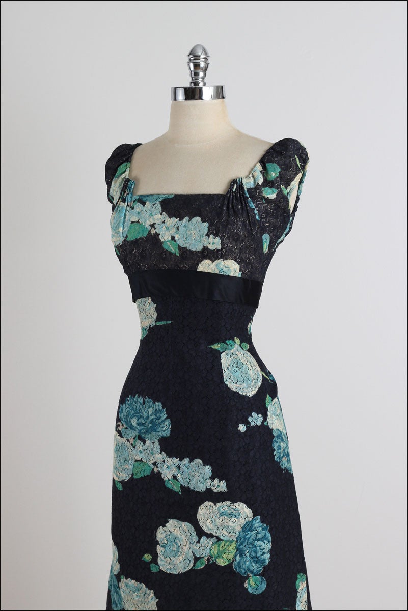 1950s Painted Lace Cocktail Dress 2