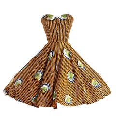 1950s Mademoiselle Shells & Beads Print Dress