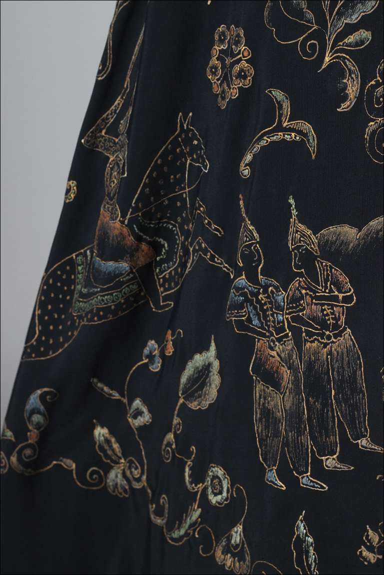 Vintage 1950's Hand Painted Mythical Print Dress 1