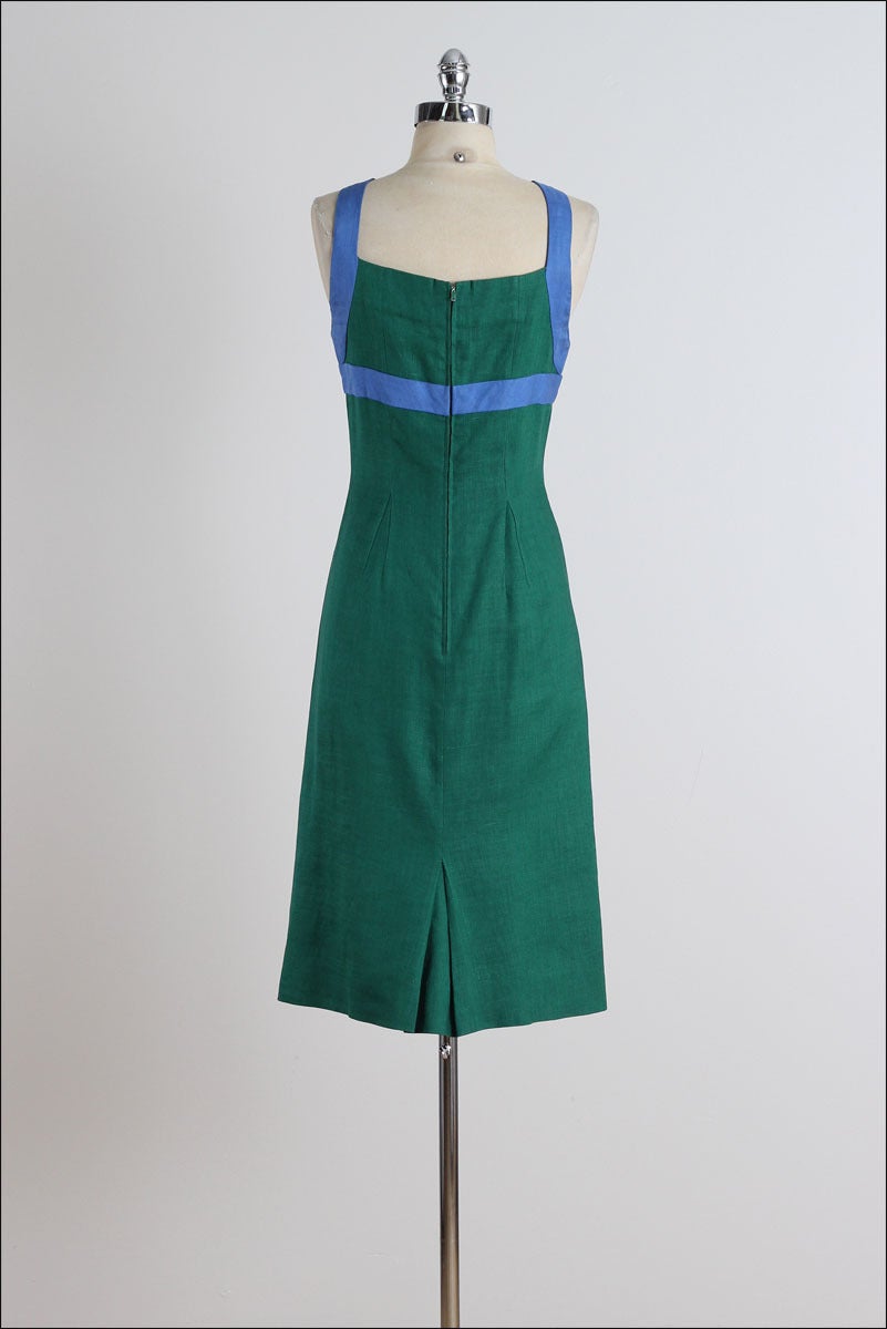 Vintage 1950s Linen Halter Dress For Sale 3