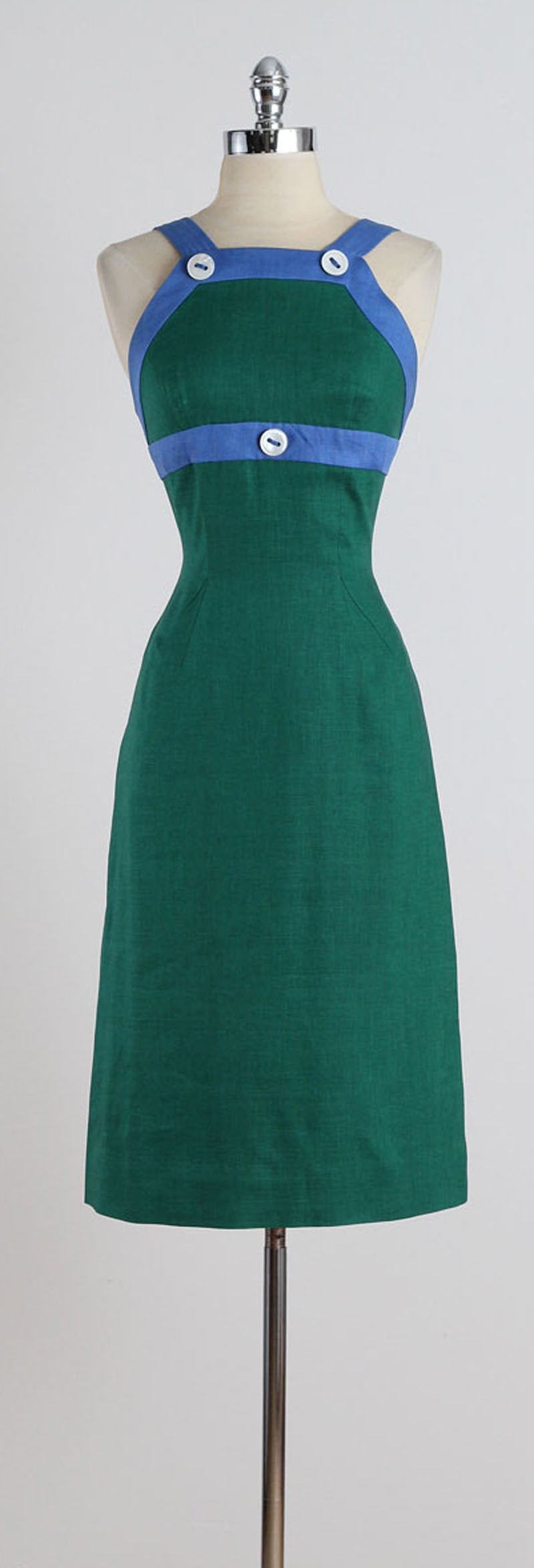 Vintage 1950s Linen Halter Dress For Sale 5