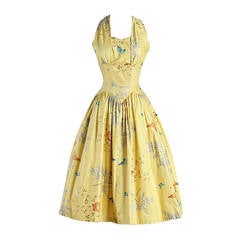 Vintage 1950s Butterfly Print Halter Dress