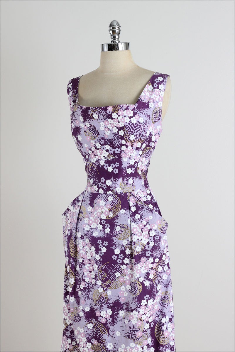 Vintage 1950s Shaheen Hawaiian Floral Cotton Dress 2