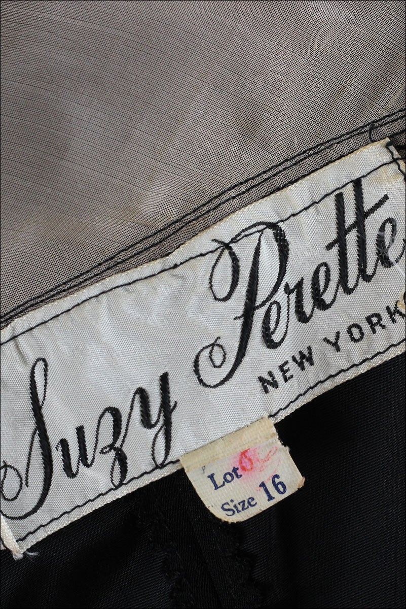 Vintage 1950s Suzy Perette Black Silk Lace Dress 4