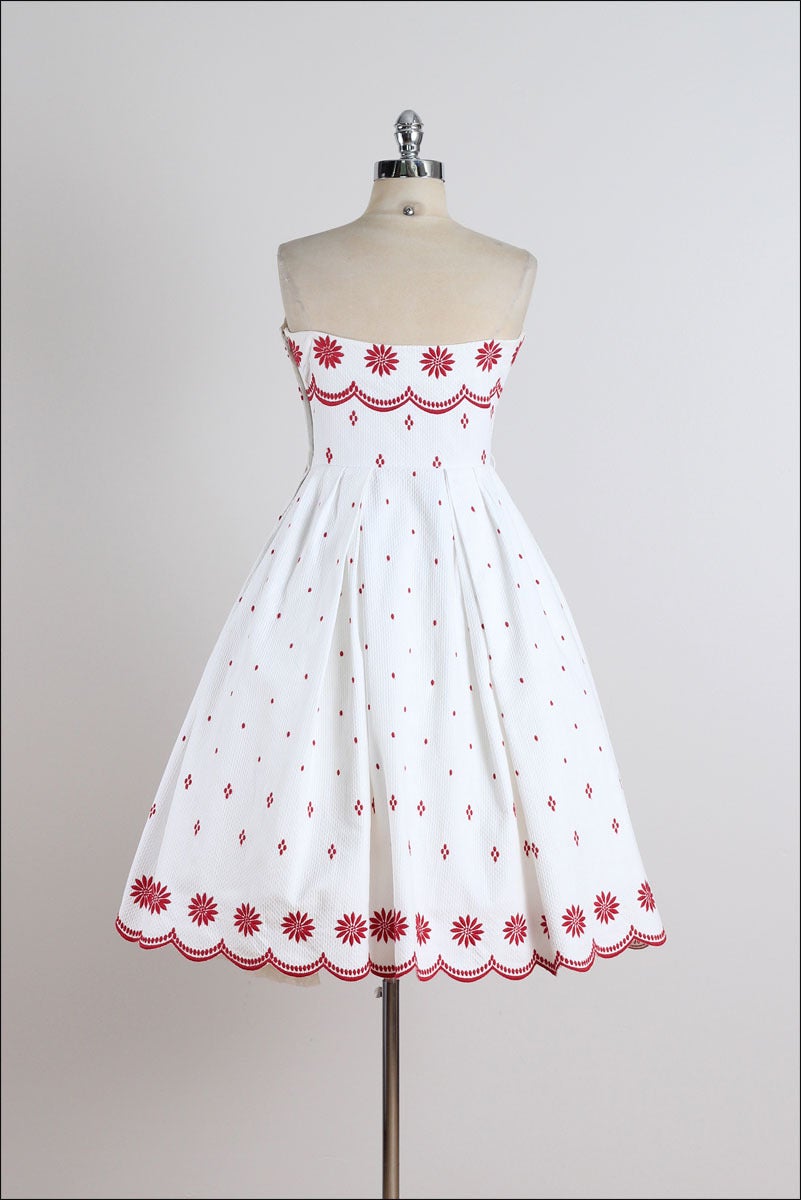 Vintage 1950s Ruth Chagnon White Cotton Pique Dress 4