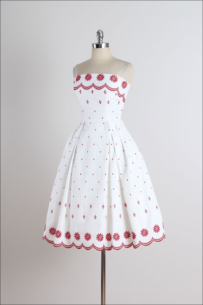 Vintage 1950s Ruth Chagnon White Cotton Pique Dress 2