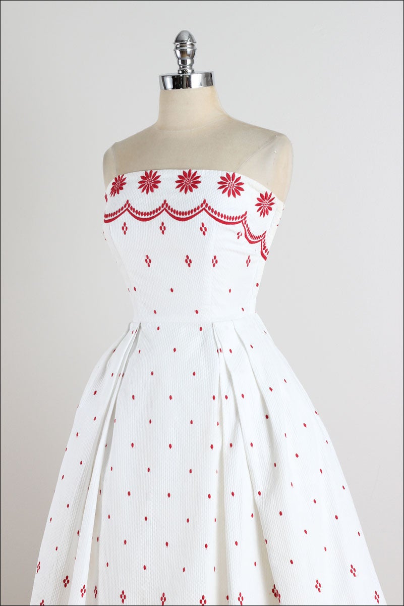 Vintage 1950s Ruth Chagnon White Cotton Pique Dress 3