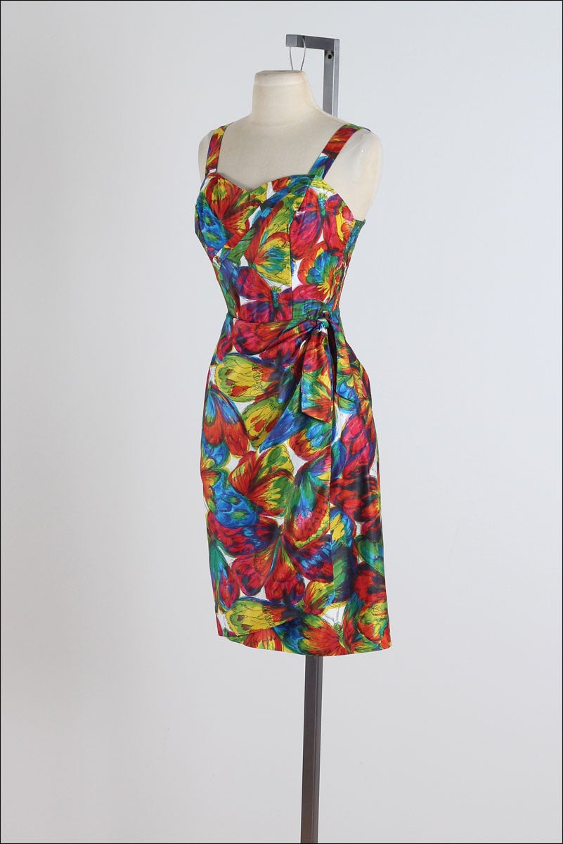 Vintage 1950s Ruby of Miami Butterfly Sarong Dress For Sale 2