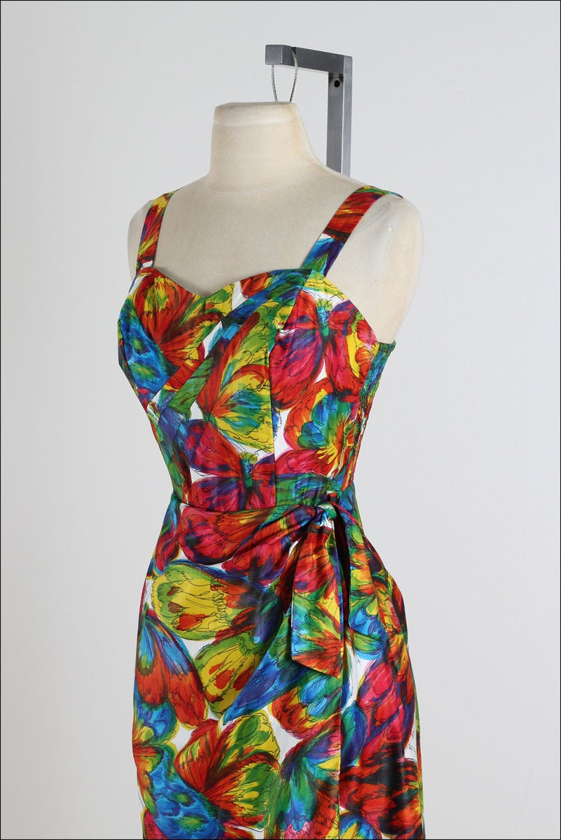 Vintage 1950s Ruby of Miami Butterfly Sarong Dress For Sale 3
