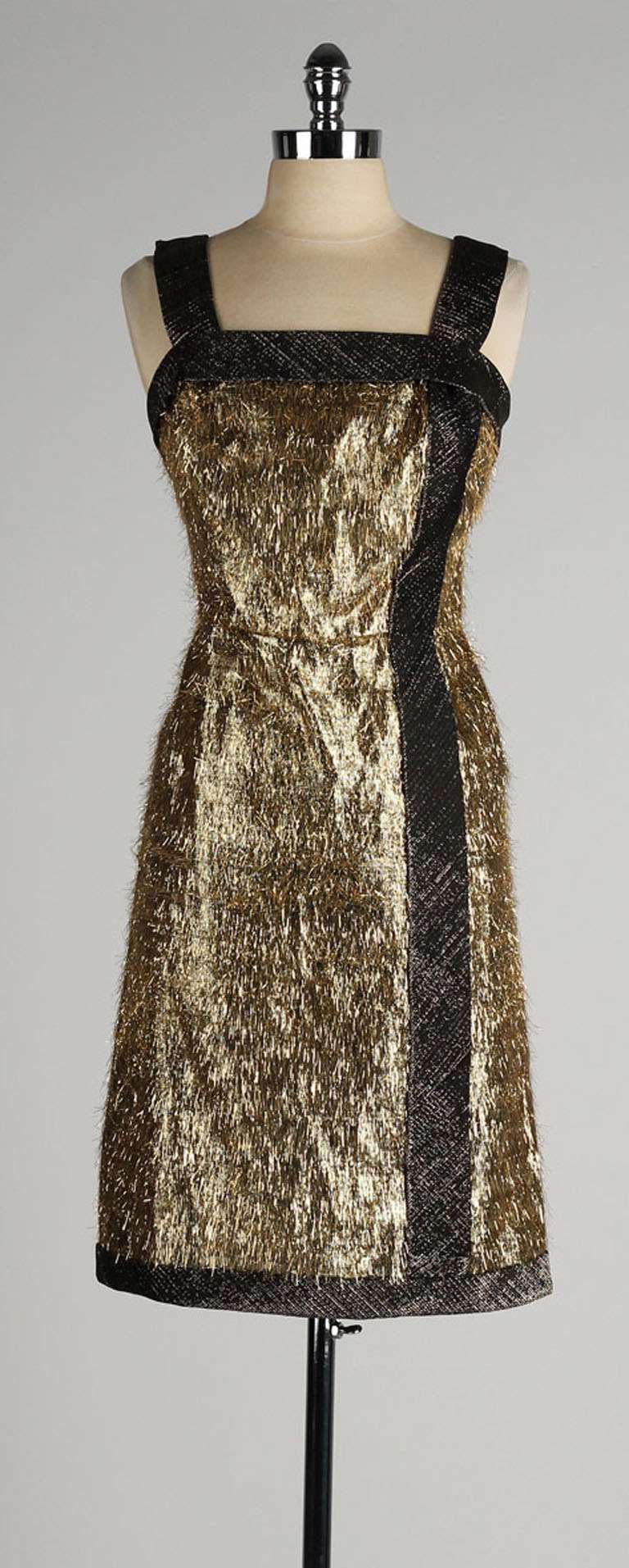 Vintage 1950's Metallic Gold Eyelash Tinsel Dress 3