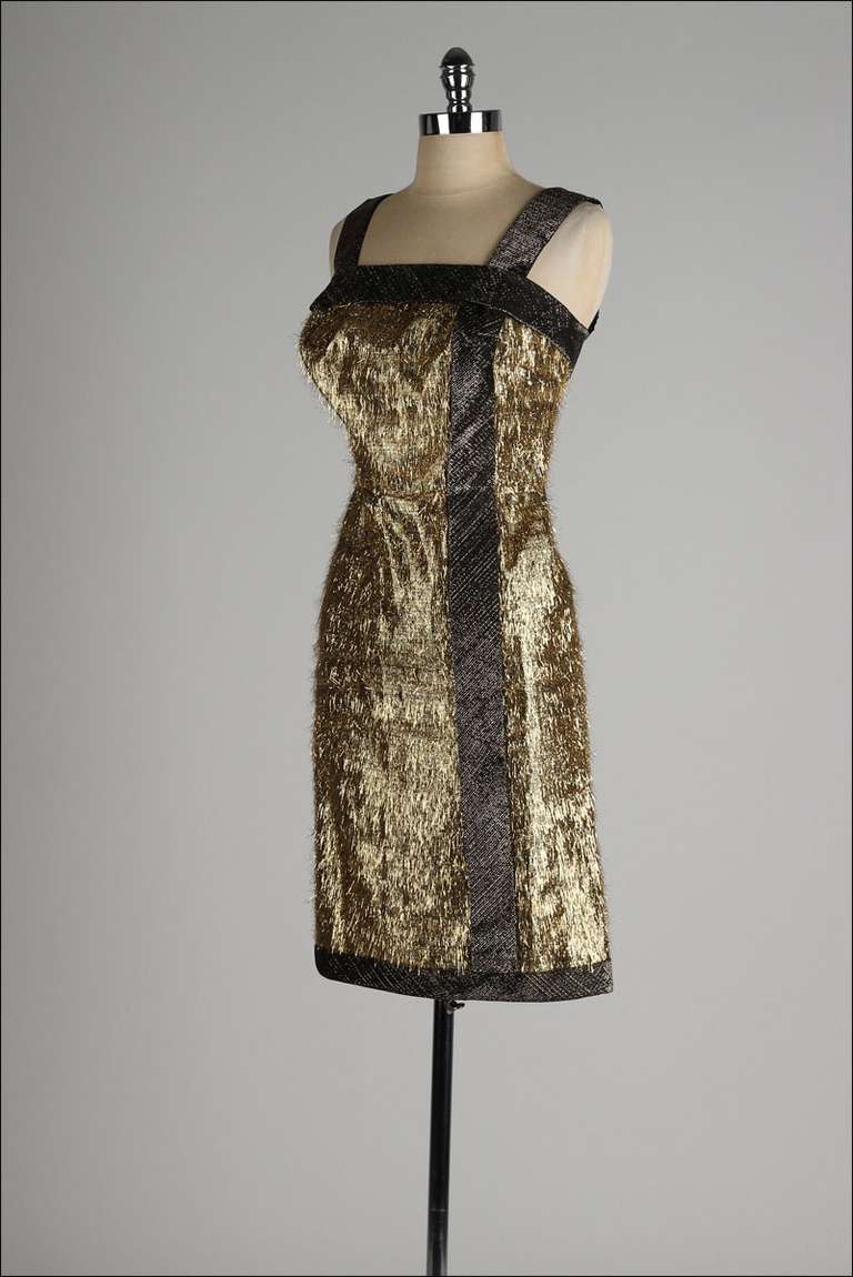 Women's Vintage 1950's Metallic Gold Eyelash Tinsel Dress