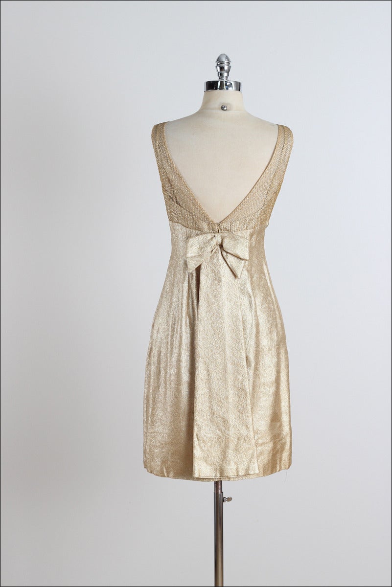 Vintage 1950s Gold Lurex Illusion Dress For Sale 2