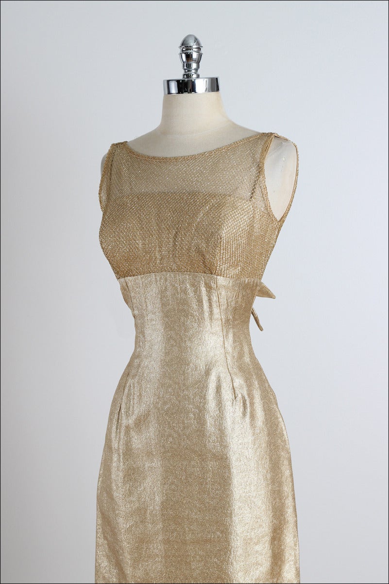Women's Vintage 1950s Gold Lurex Illusion Dress For Sale
