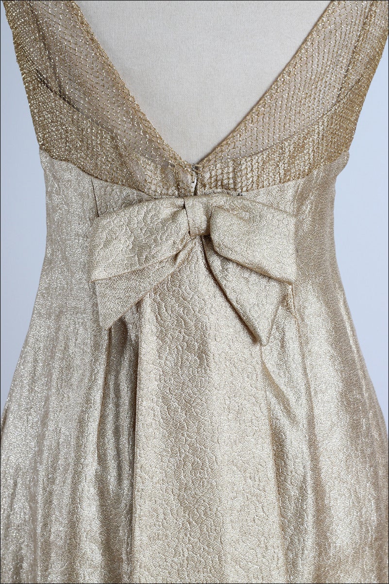 Vintage 1950s Gold Lurex Illusion Dress For Sale 1