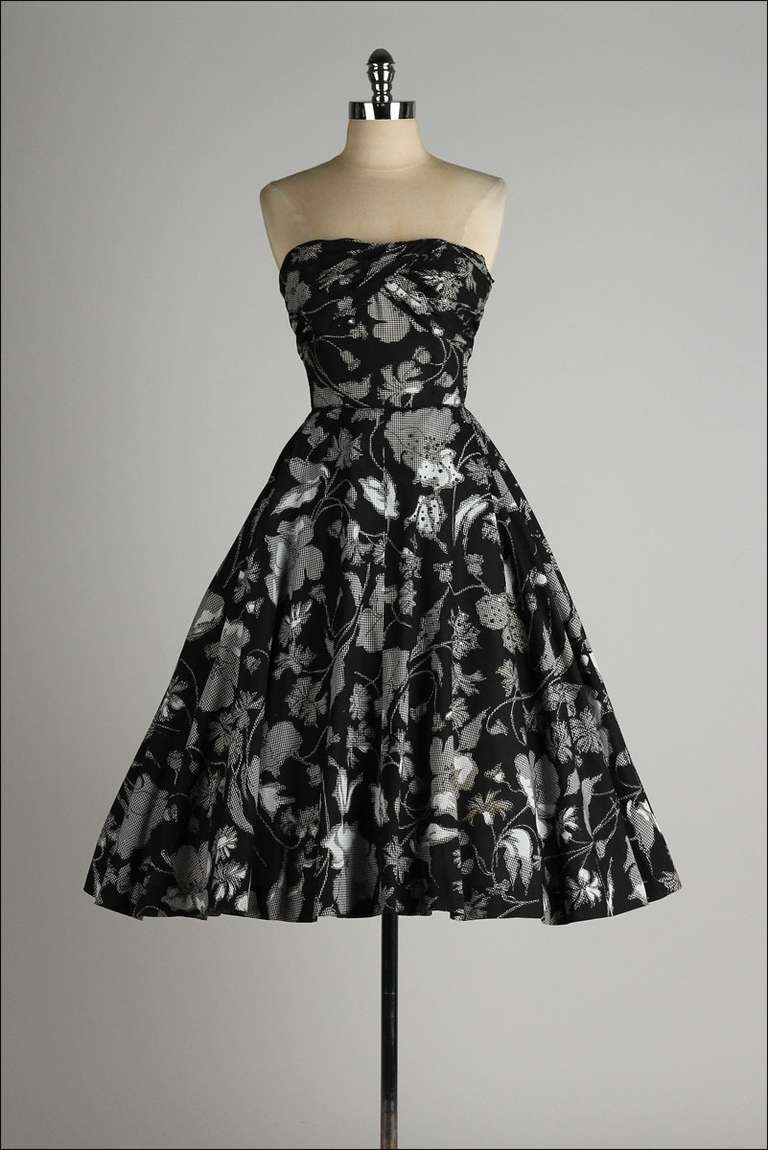 Vintage 1950's Rappi Gingham Cotton Jeweled Rhinestone Dress with Wrap