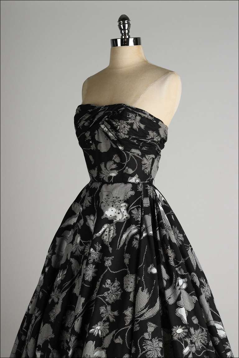 Vintage 1950's Rappi Gingham Cotton Jeweled Rhinestone Dress with Wrap 1