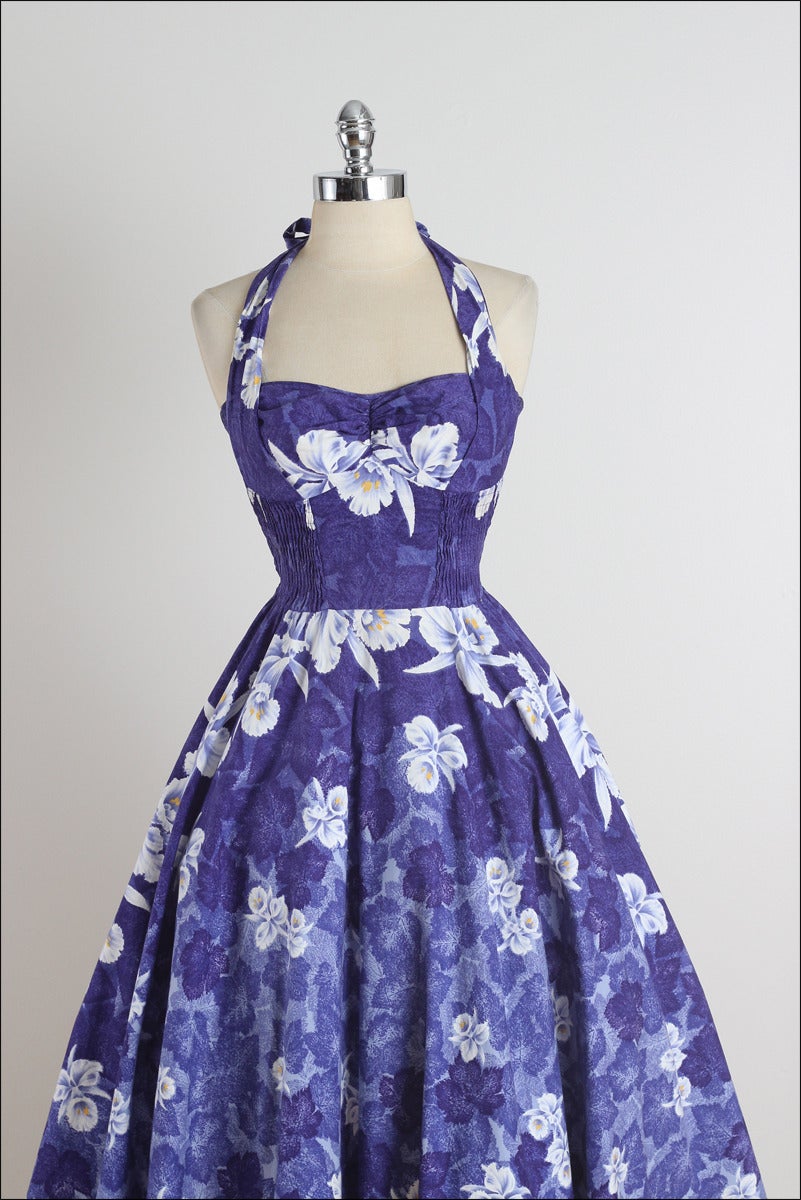 Vintage 1950s Kamehameha Hawaiian Halter Dress at 1stDibs