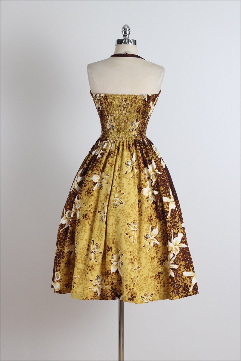 Vintage 1950s Kamehameha Halter Dress 4
