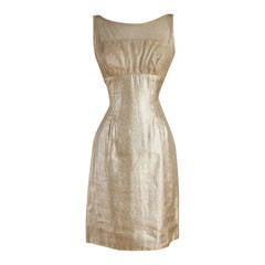Vintage 1950s Gold Lurex Illusion Dress