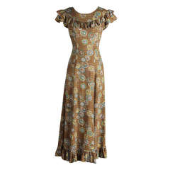 Vintage 1940's Kamehameha Mythical Print Dress