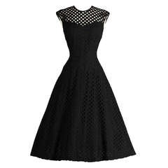 Vintage 1950
s Dorothy Hubbs Embroidered Diamond Illusion Dress