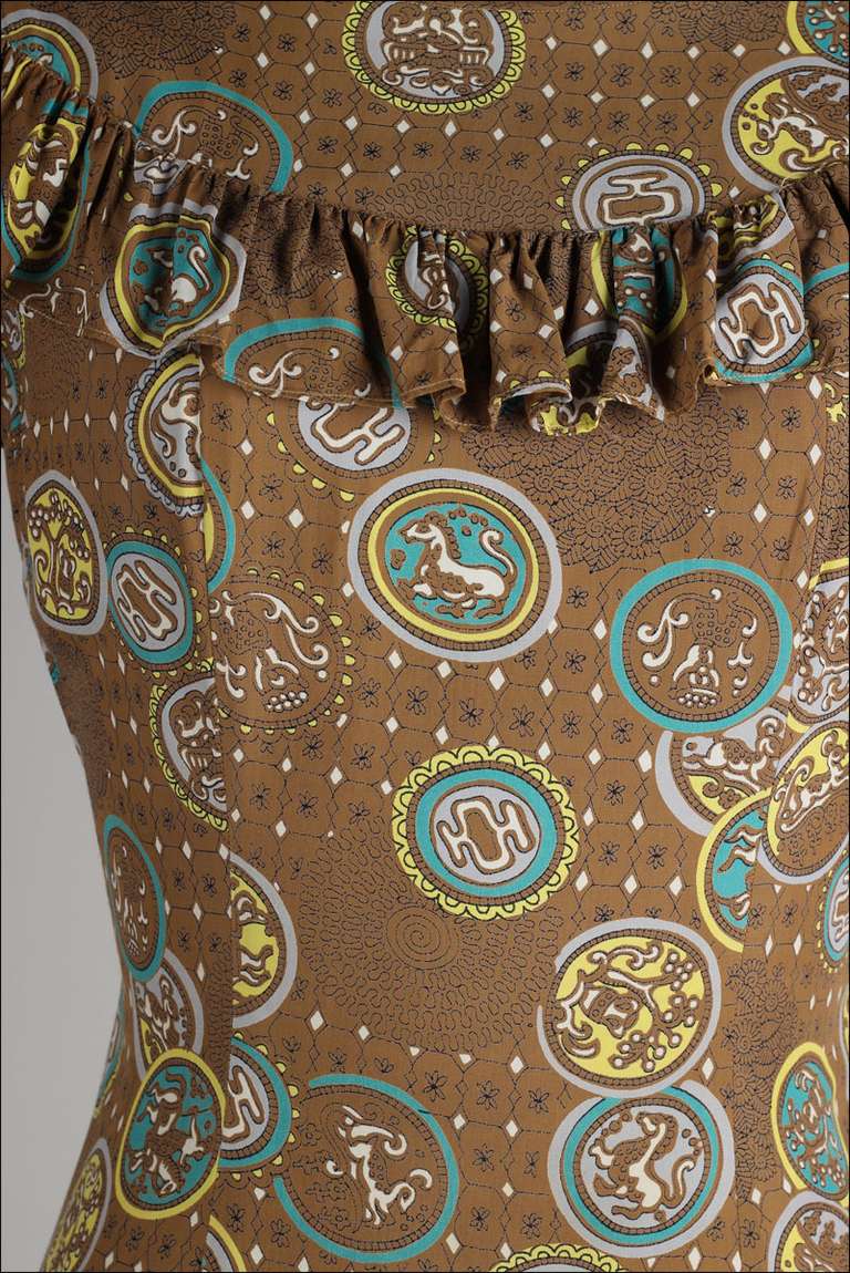 Women's Vintage 1940's Kamehameha Mythical Print Dress