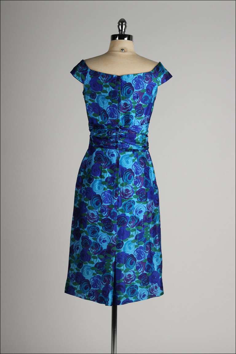 Vintage 1950's Gigi Young Silk Floral Dress 2
