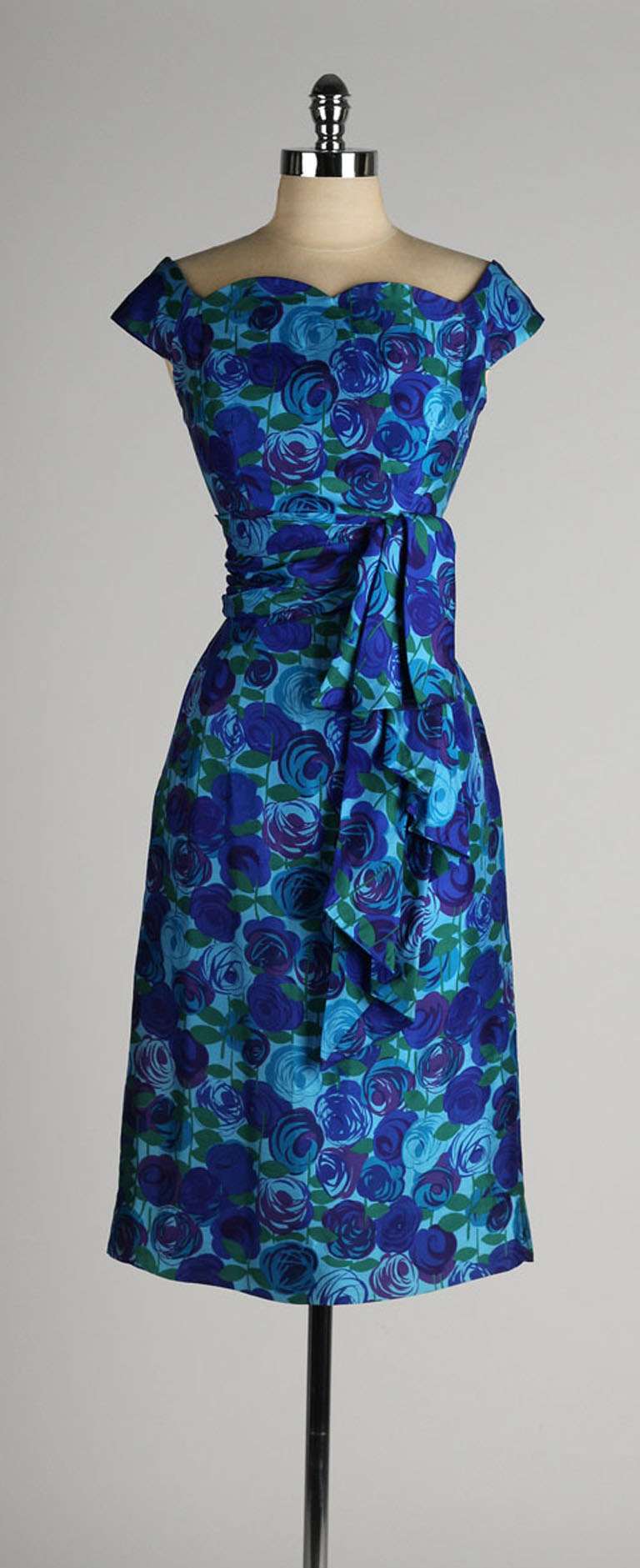 Vintage 1950's Gigi Young Silk Floral Dress 4